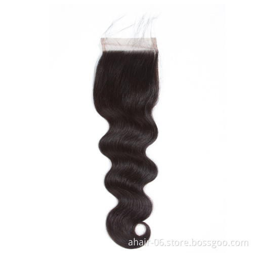 No Shedding No Tangle 10A 4x4 Swiss Lace Natural Color 100% Brazilian Virgin Human Hair Body Wave 10"-20" Lace Closure